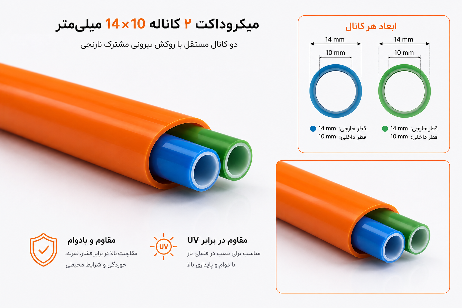 میکروداکت 2 کاناله 10*14 میلی متر